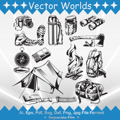 Hiking Equipment SVG Vector Design cover image.