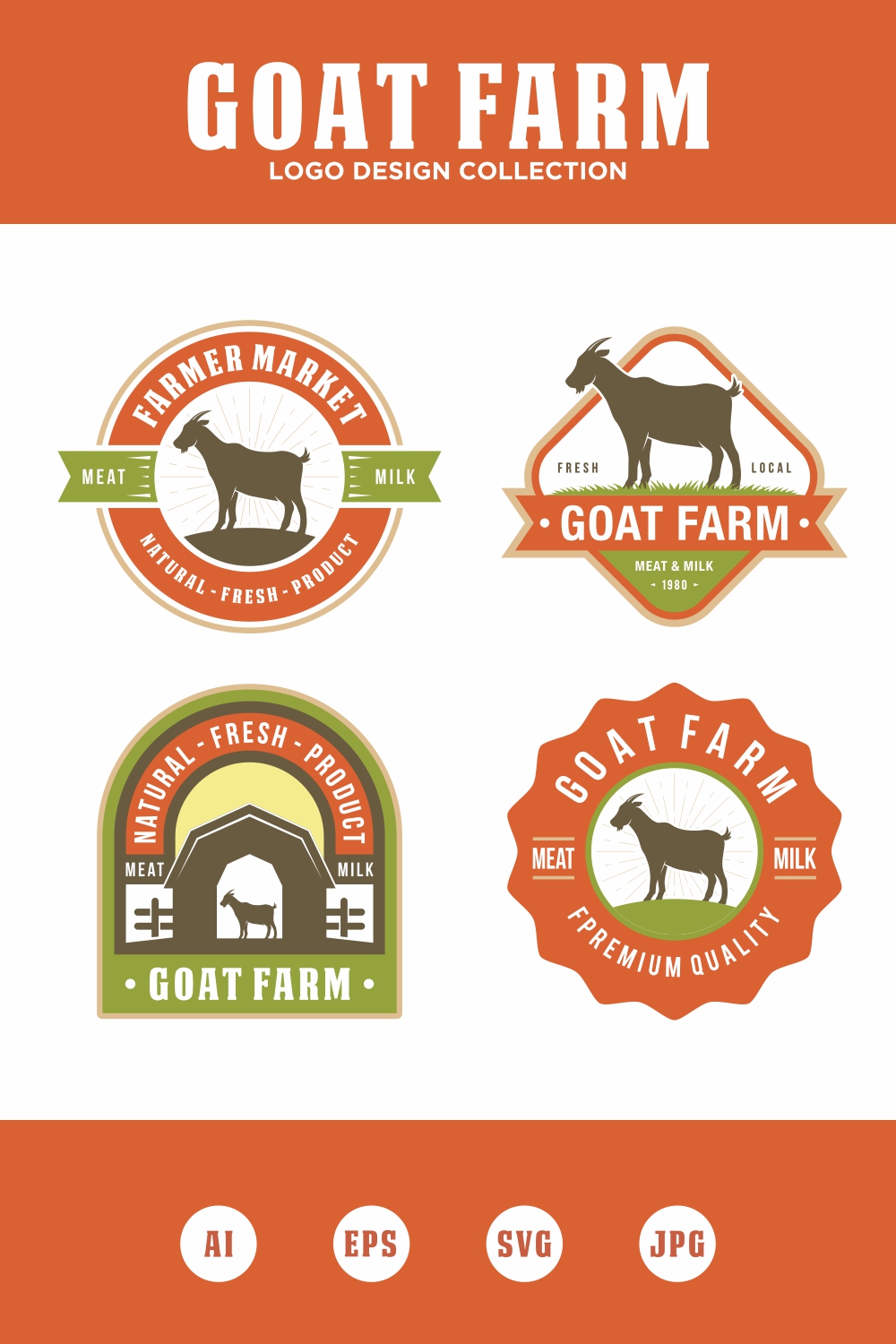 Goat Farm logo design collection - only 10$ pinterest preview image.