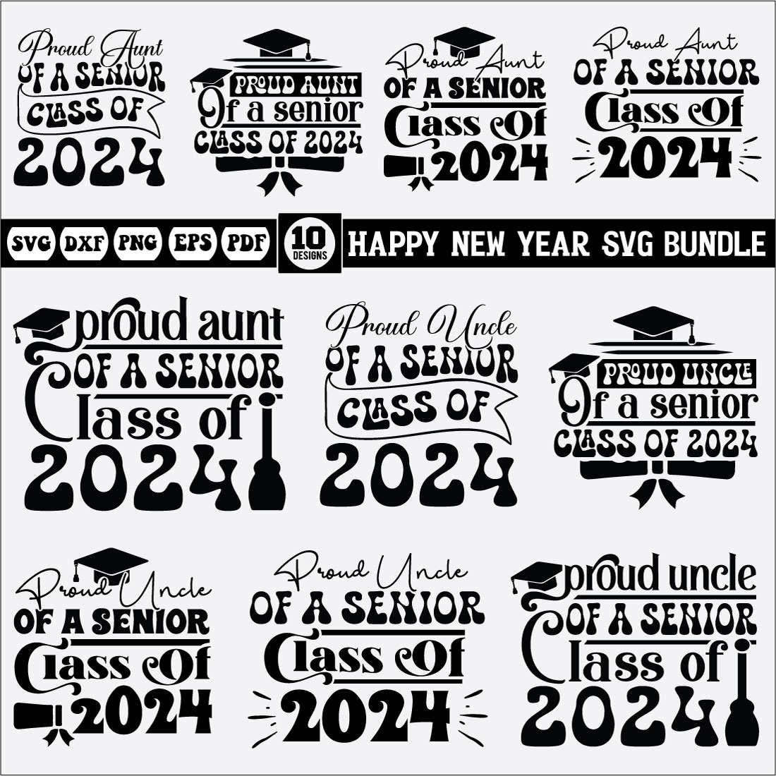 Happy New Year Svg Design Bundle preview image.