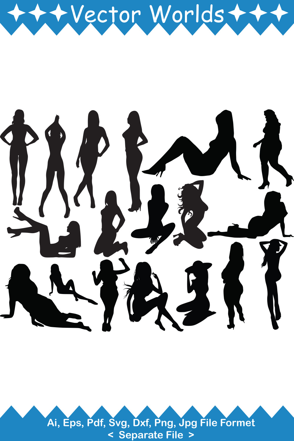 Nudes Woman SVG Vector Design pinterest preview image.