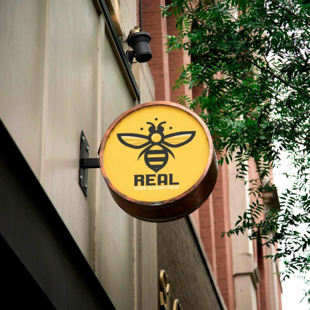 'REAL' HONEYBEE LOGO TEMPLATE FOR ECO-FRIENDLY BRANDS - MasterBundles
