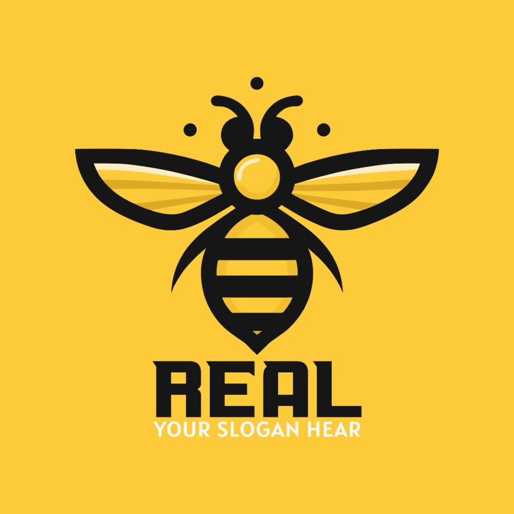 'REAL' HONEYBEE LOGO TEMPLATE FOR ECO-FRIENDLY BRANDS - MasterBundles