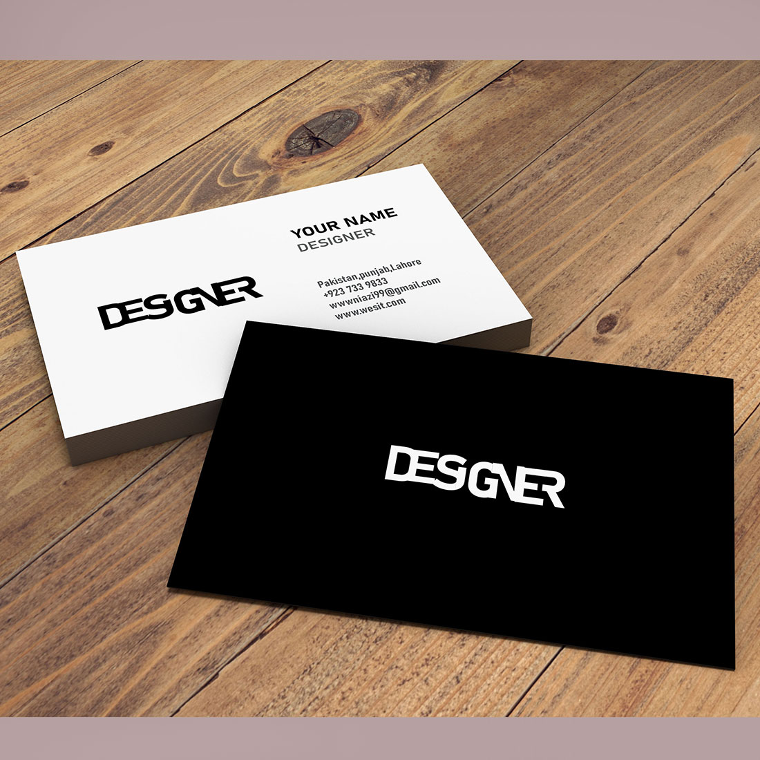Black Business card design preview image.