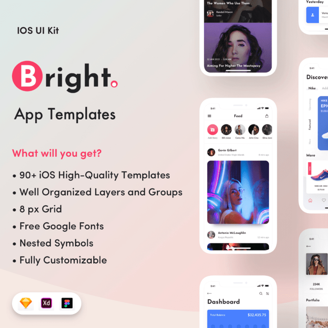 Bright App UI Kit cover image.