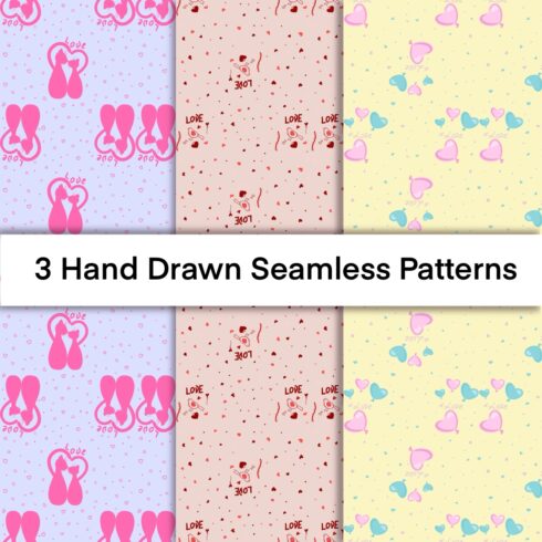 3 love seamless patterns with hearts cover image.