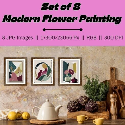 Modern Flower Paintings Art for Home Decor cover image.