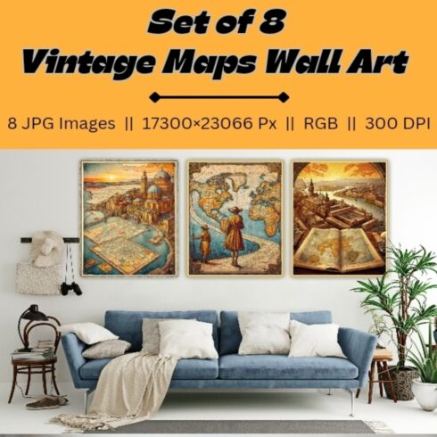 Discover the World: Vintage Maps Wall Art Collection cover image.