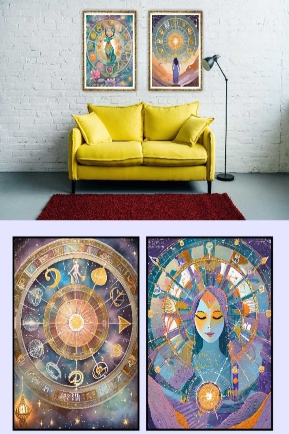 Celestial Harmony: Zodiac Signs and Astrology Wall Art Collection (8 High quality images) pinterest preview image.