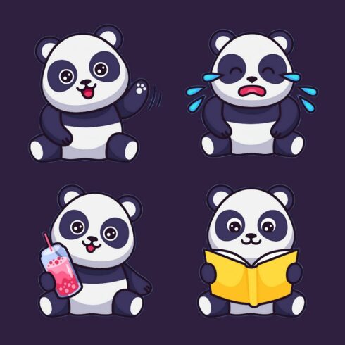 Panda playing vector cover image.