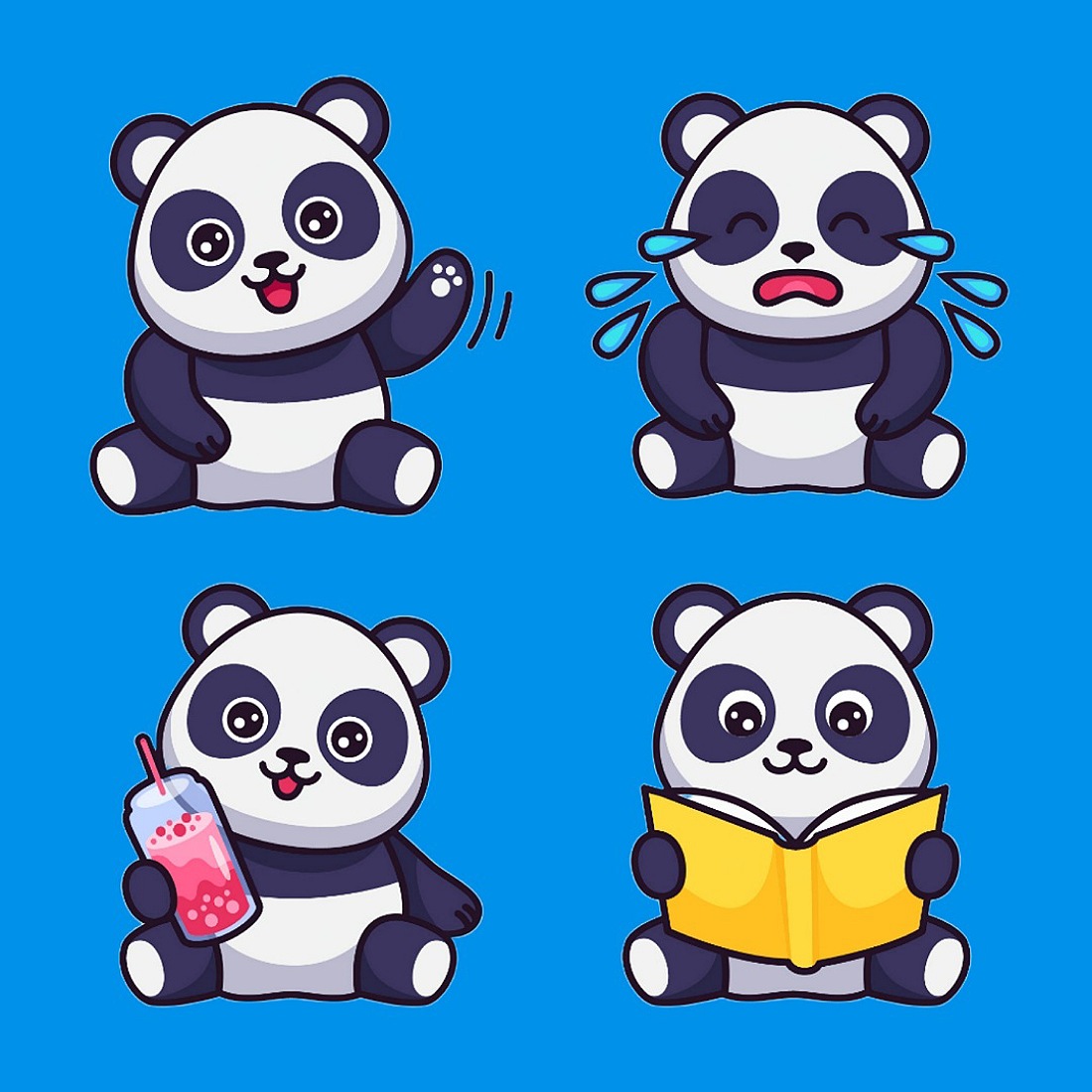 Panda playing vector preview image.