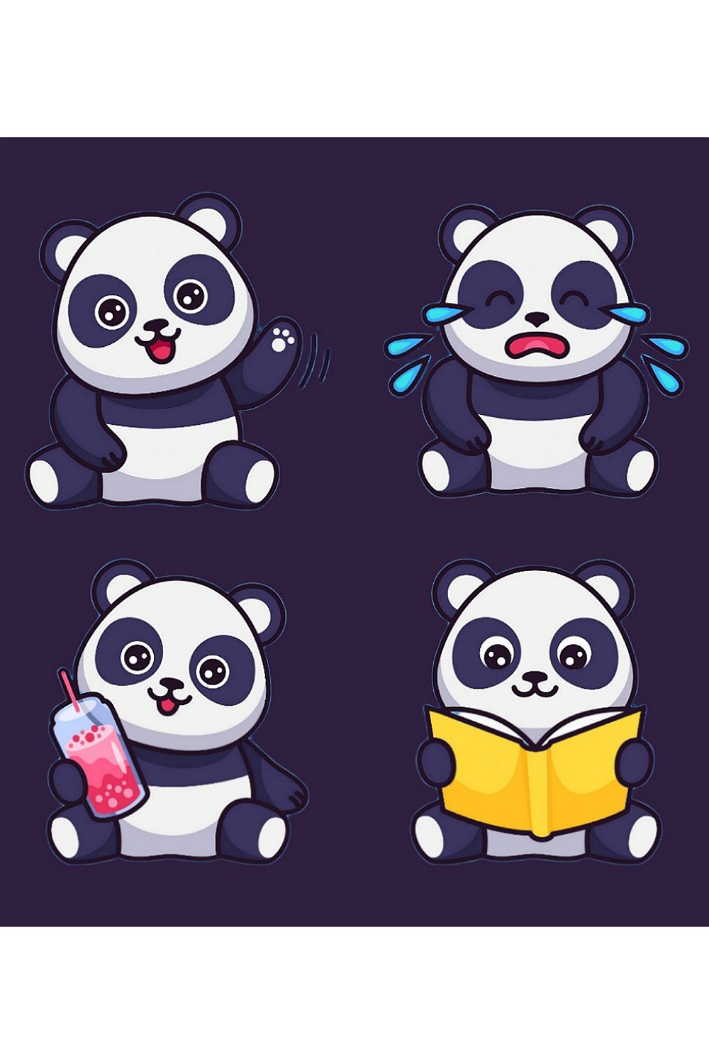 Panda playing vector pinterest preview image.