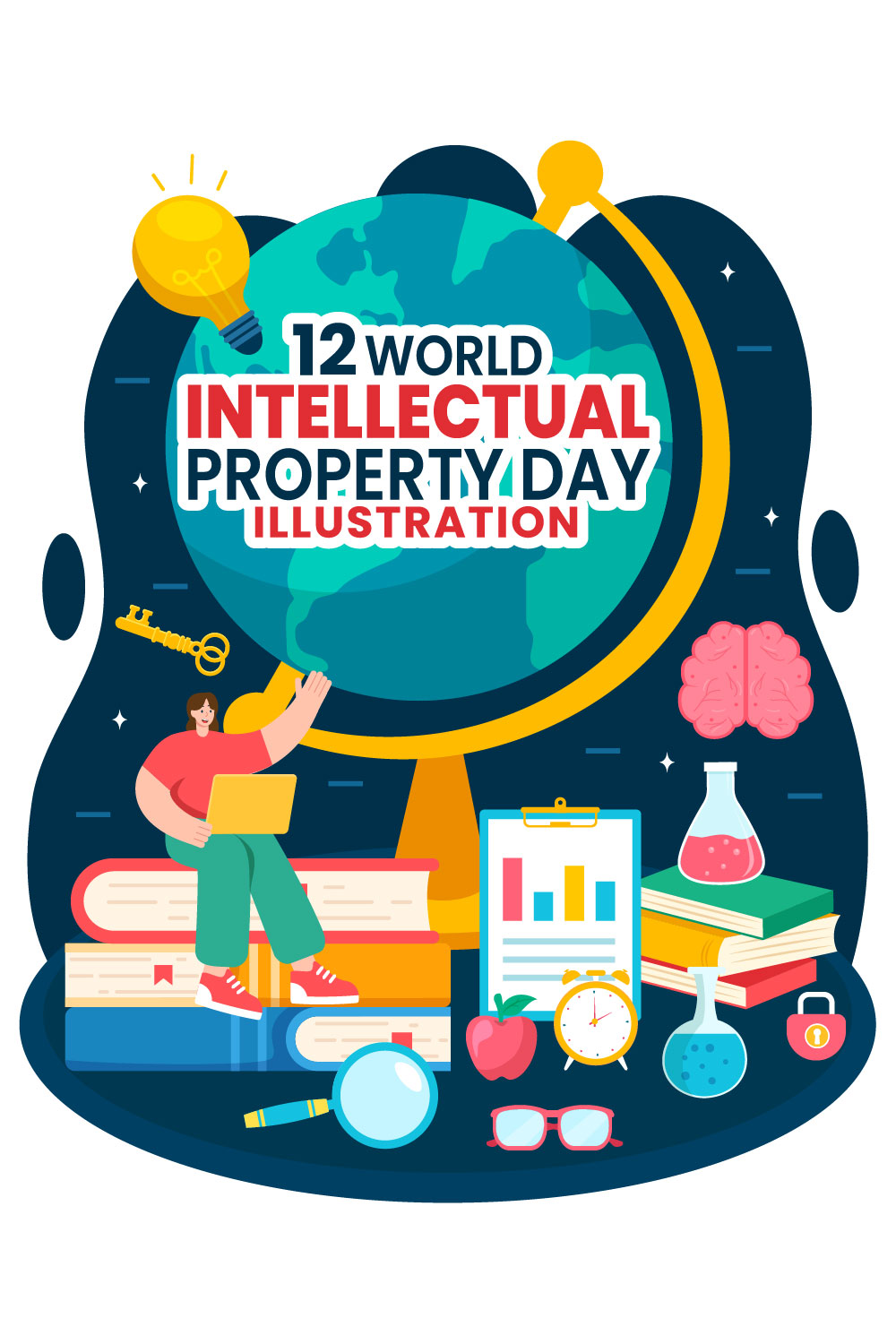 12 World Intellectual Property Day Illustration pinterest preview image.