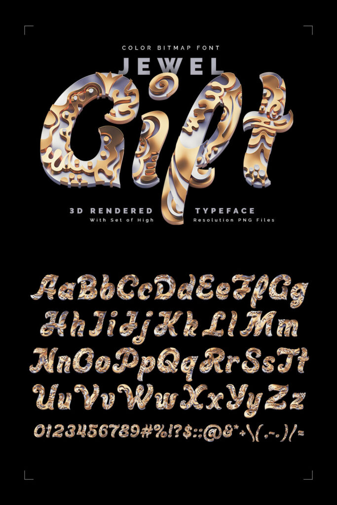 Color Bitmap Fonts Jewel Gift — Color Bitmap Font - MasterBundles