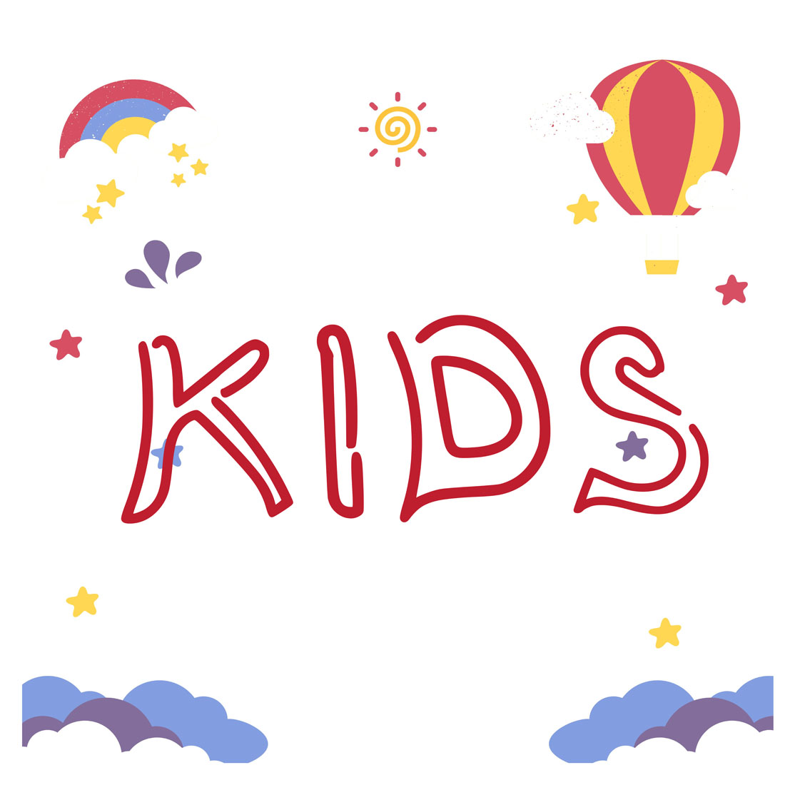 kids funy font with cute and cheerful shapes cover image.