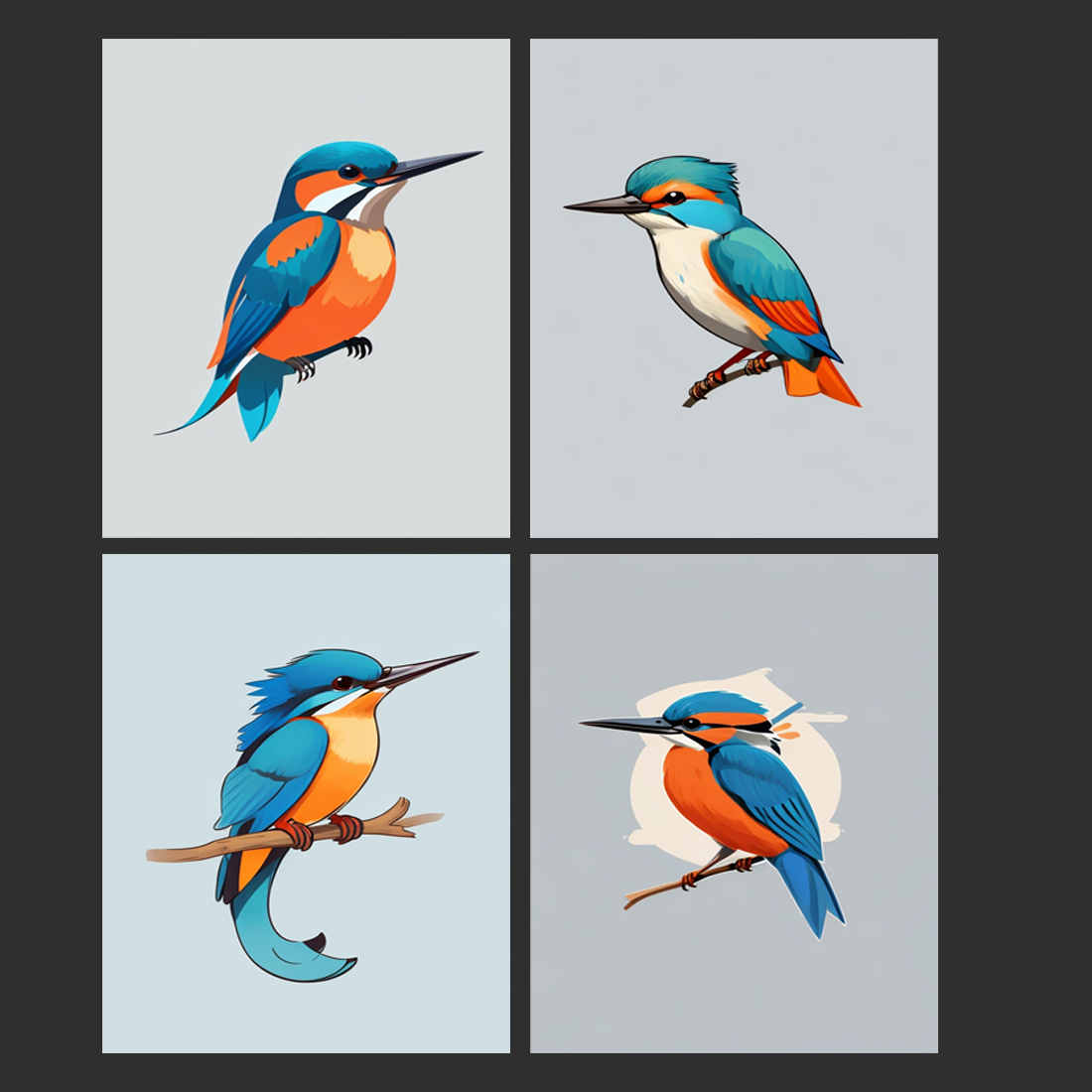 Kingfisher Bird - Logo Design Template preview image.