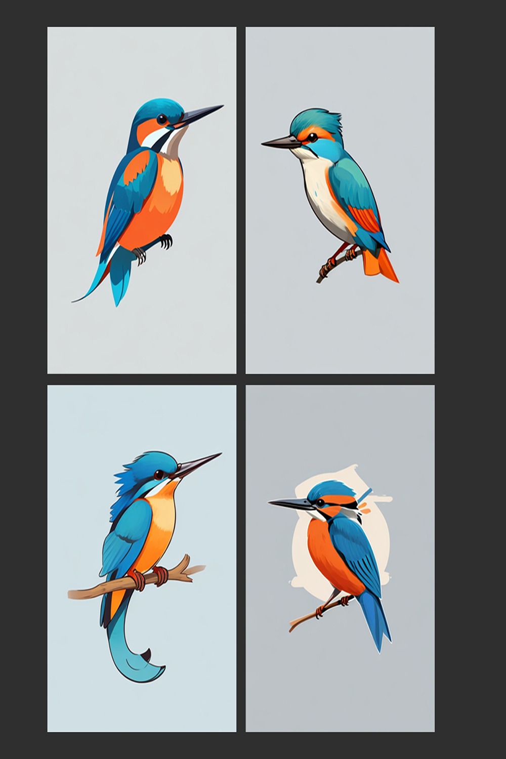 Kingfisher Bird - Logo Design Template pinterest preview image.