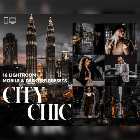 16 City Chic Lightroom Presets, Moody Urban Mobile Preset, Town Desktop LR Filter, DNG Instagram And Blogger Theme For Portrait, Lifestyle cover image.