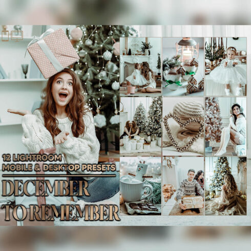 12 December to Remember Lightroom Presets, Brown Xmas Mobile Preset, Christmas Desktop LR Filter Scheme Lifestyle Theme For, Instagram DNG cover image.