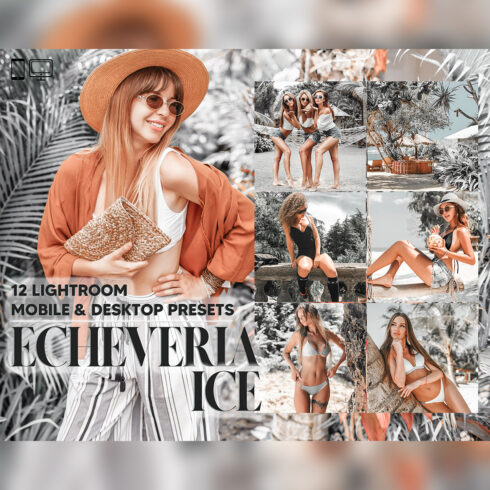 12 Echeveria Ice Lightroom Presets, Grey Green Mobile Preset, Wedding Jungle Desktop, Lifestyle Portrait Theme For Instagram LR Filter DNG cover image.