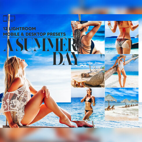 12 A Summer Day Lightroom Presets, Ocean Blue Mobile Preset, Beach Desktop Lifestyle Portrait Theme For Instagram LR Filter DNG Sexy Aqua cover image.