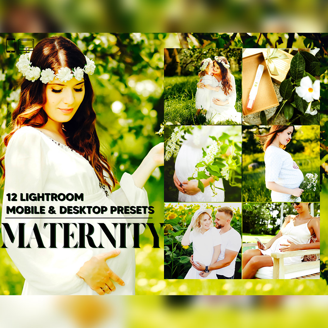 12 Maternity Lightroom Presets, Pregnancy Mobile Preset, Summer Desktop LR Filter DNG Instagram Lifestyle Theme For Portrait , Spring Scheme cover image.