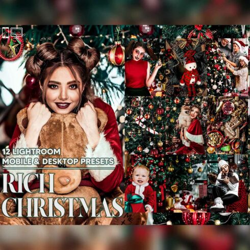 12 Rich Christmas Lightroom Presets, Moody Mobile Preset, Winter Desktop LR Lifestyle DNG Instagram Holiday Filter Theme Portrait Season cover image.