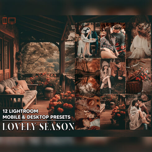 12 Lovely Season Lightroom Presets, Couple Wedding Mobile Preset, Moody Desktop LR Filter Lifestyle Theme For Blogger Portrait Instagram cover image.