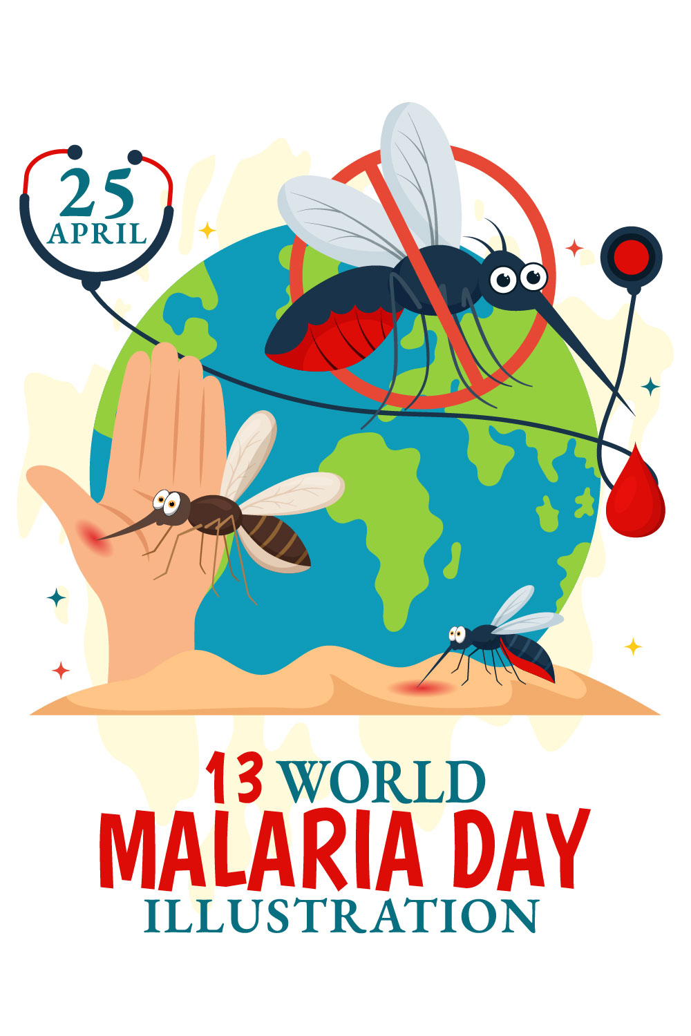 13 World Malaria Day Illustration pinterest preview image.