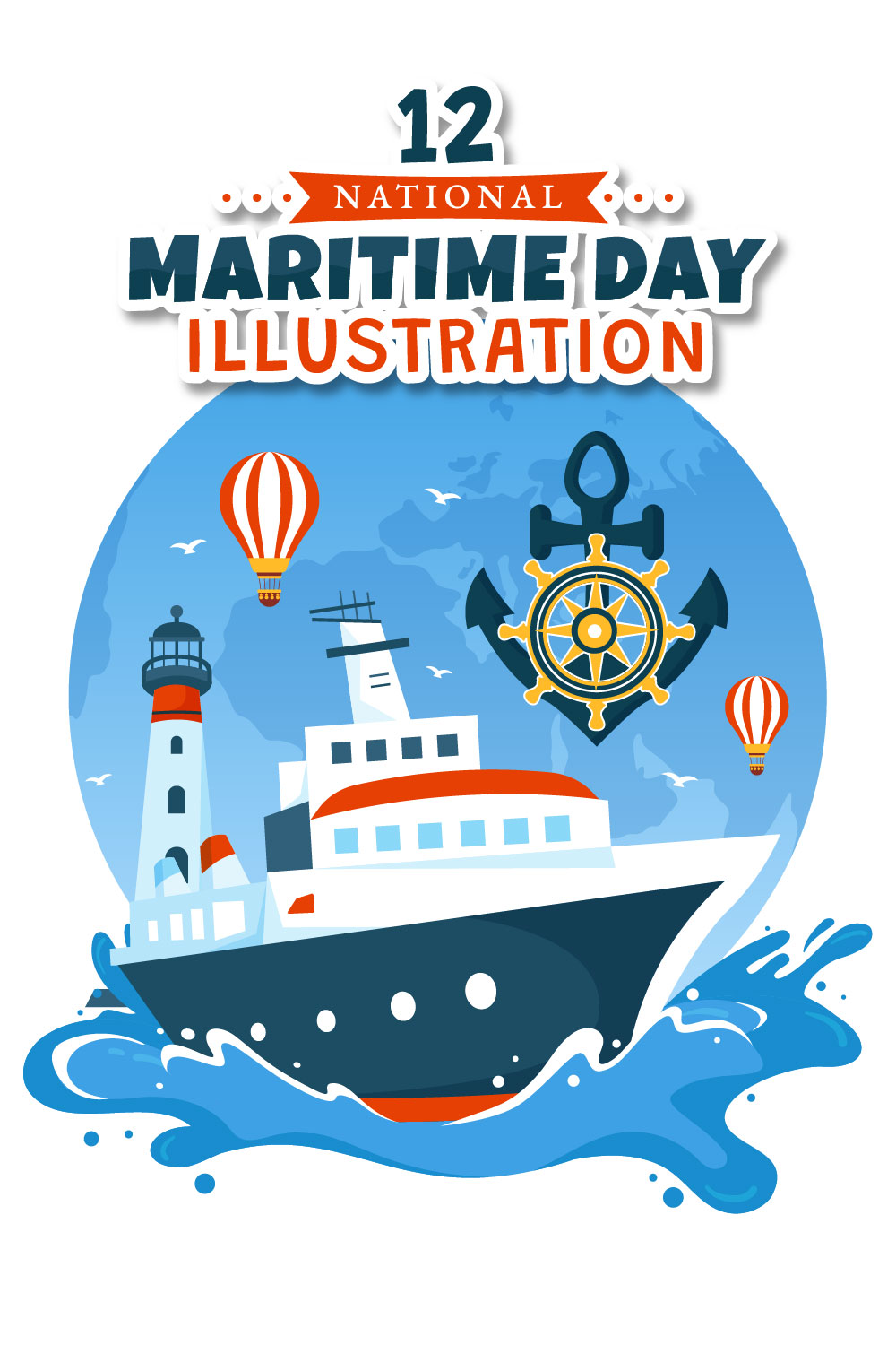 12 World Maritime Day Illustration pinterest preview image.