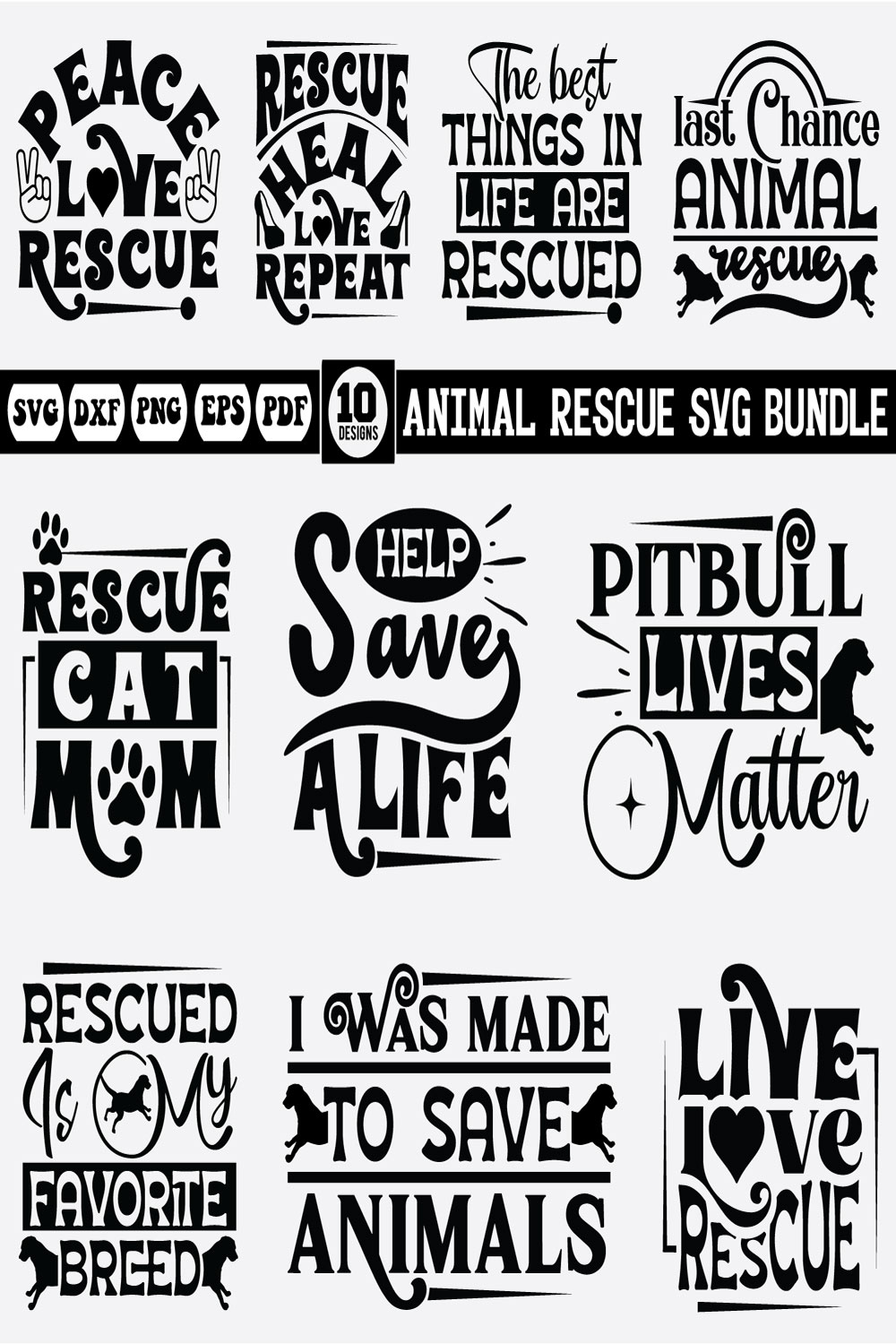 Animal Rescue Svg Bundle pinterest preview image.