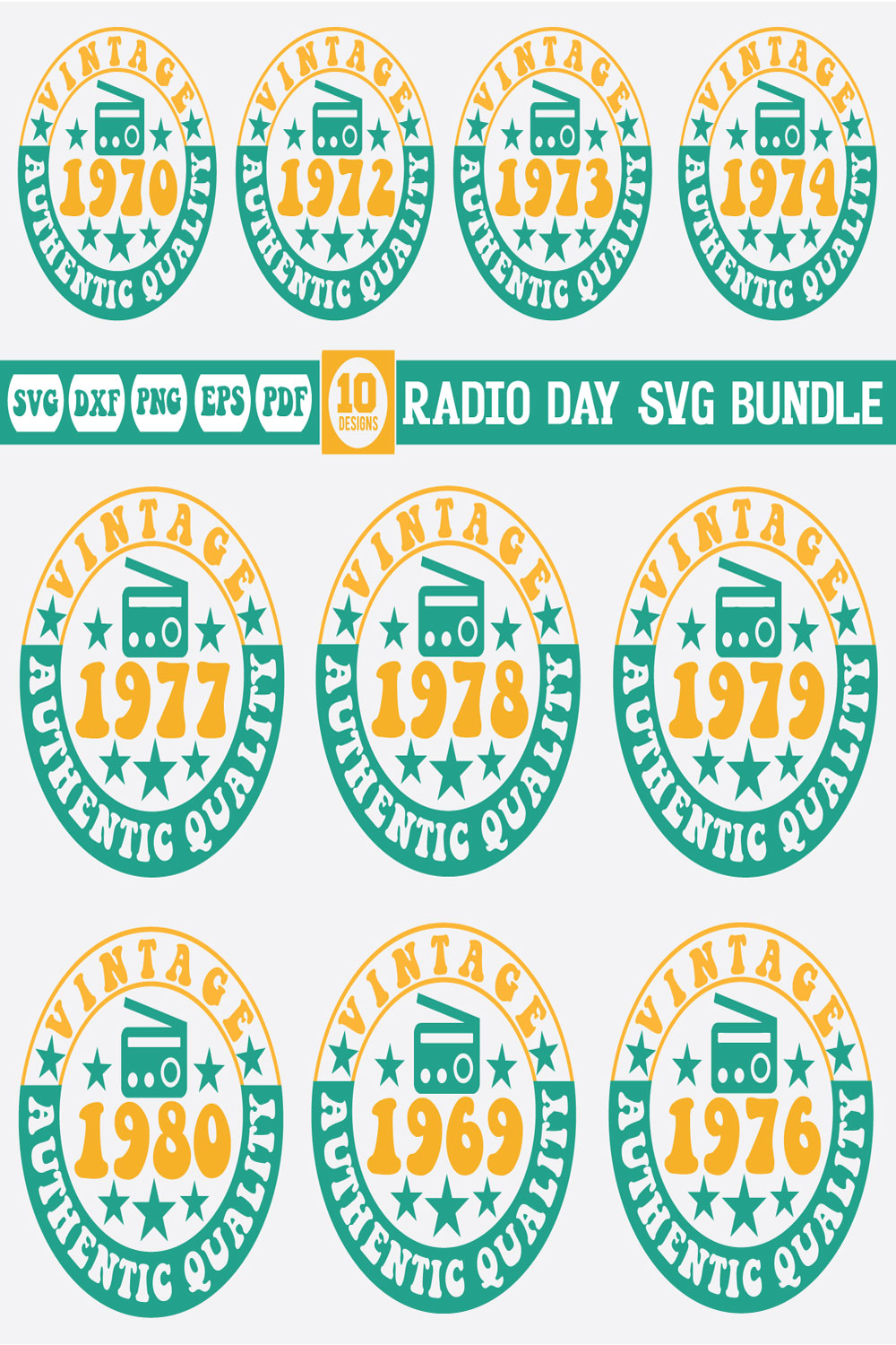 Radio Day Svg bundle vol-1 pinterest preview image.