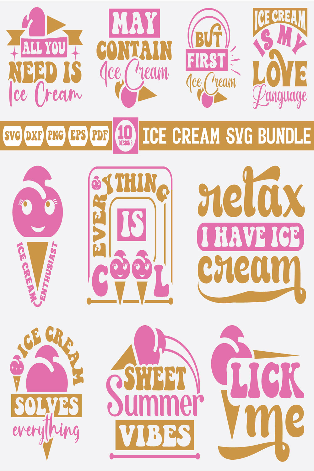 ice cream svg bundle pinterest preview image.