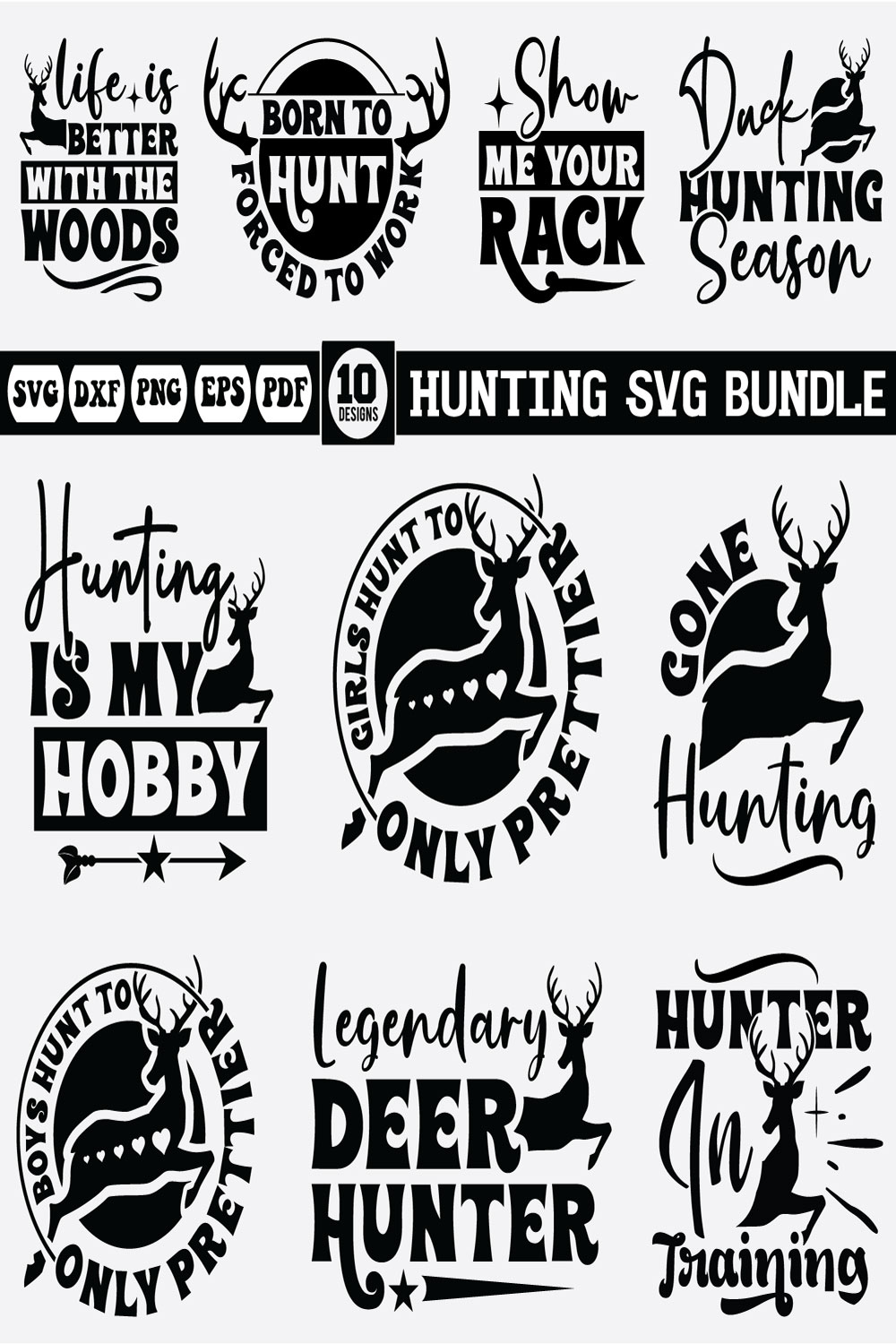 Hunting Svg Design Bundle pinterest preview image.