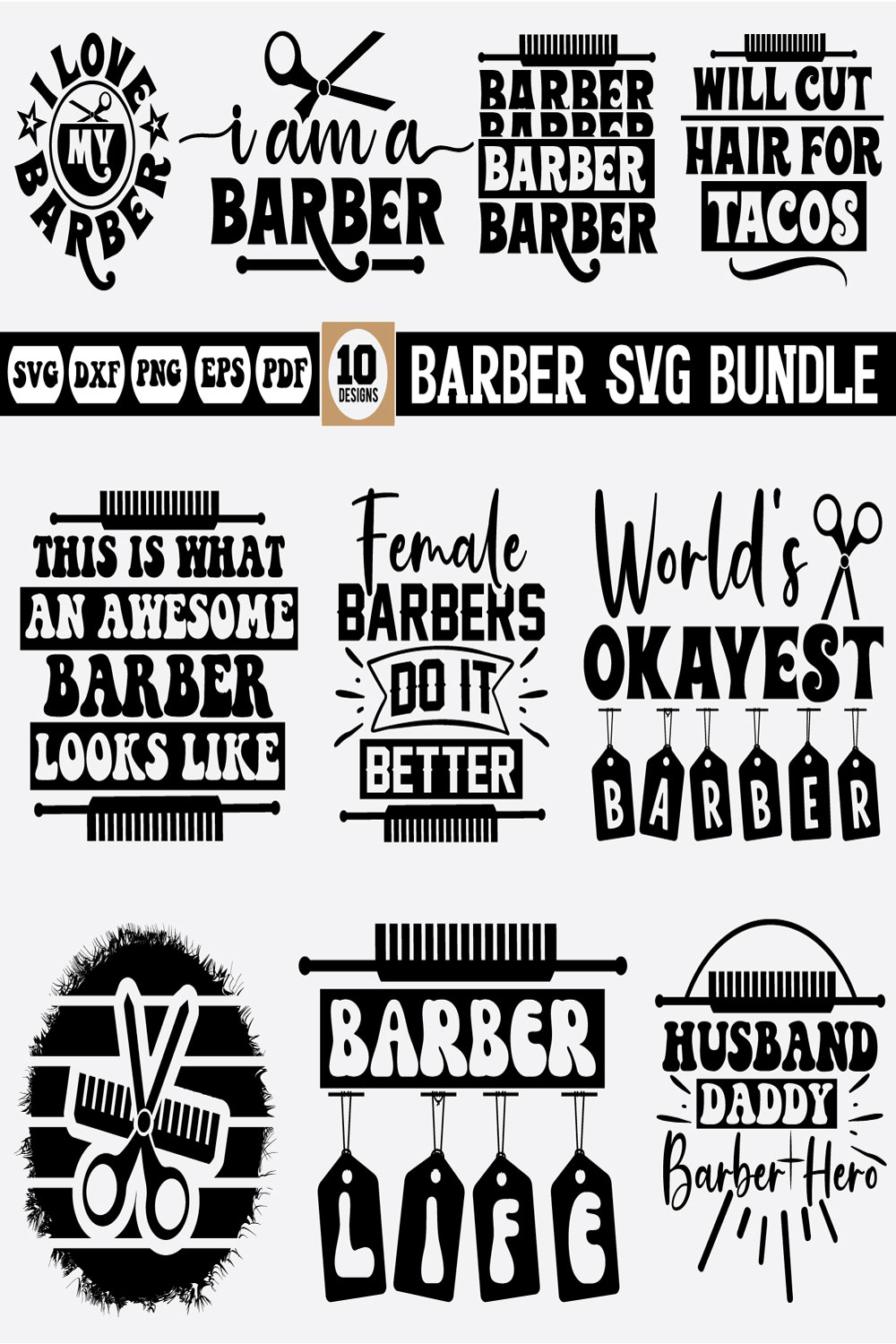 Barber Svg Bundle pinterest preview image.