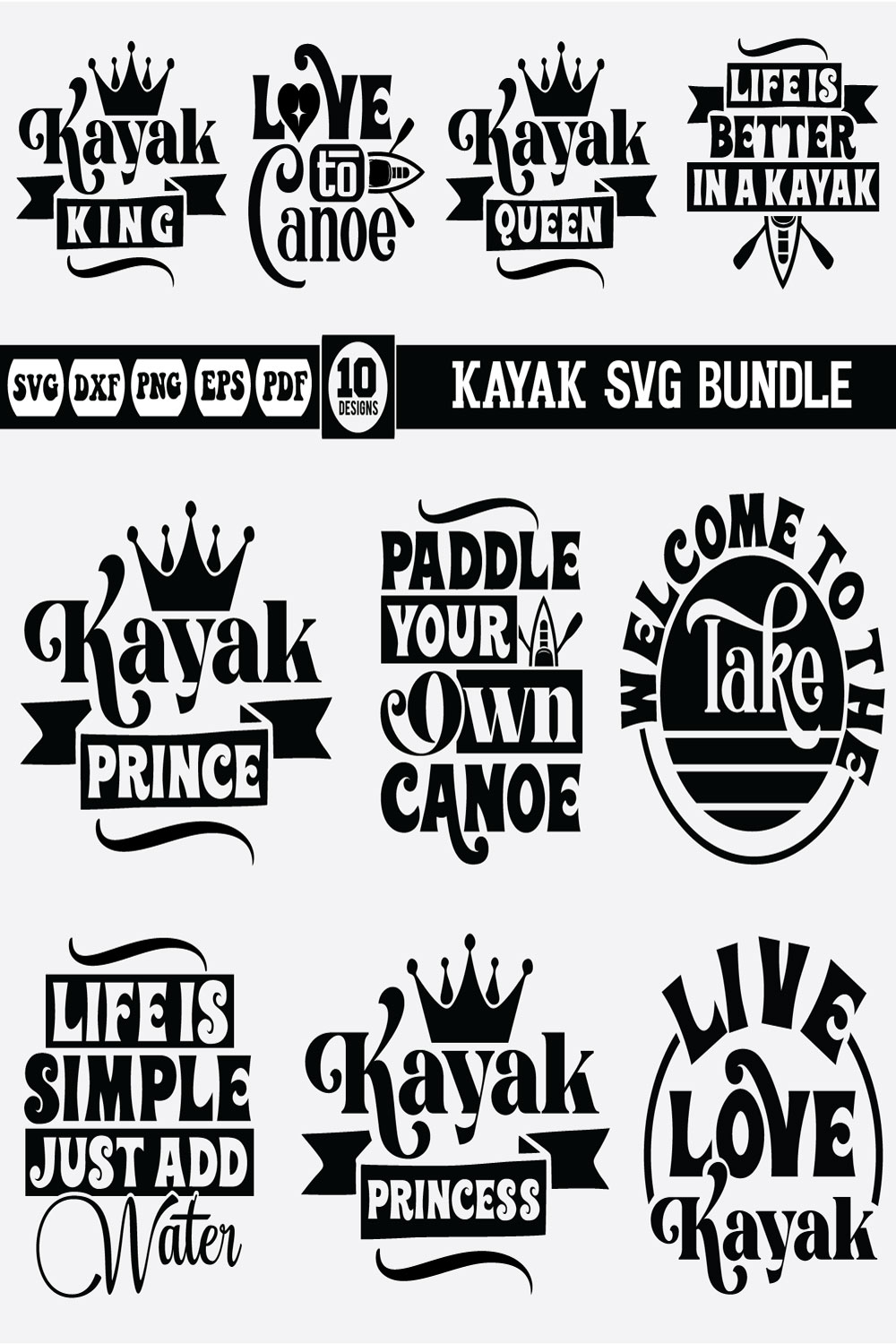 Kayak Svg Bundle pinterest preview image.