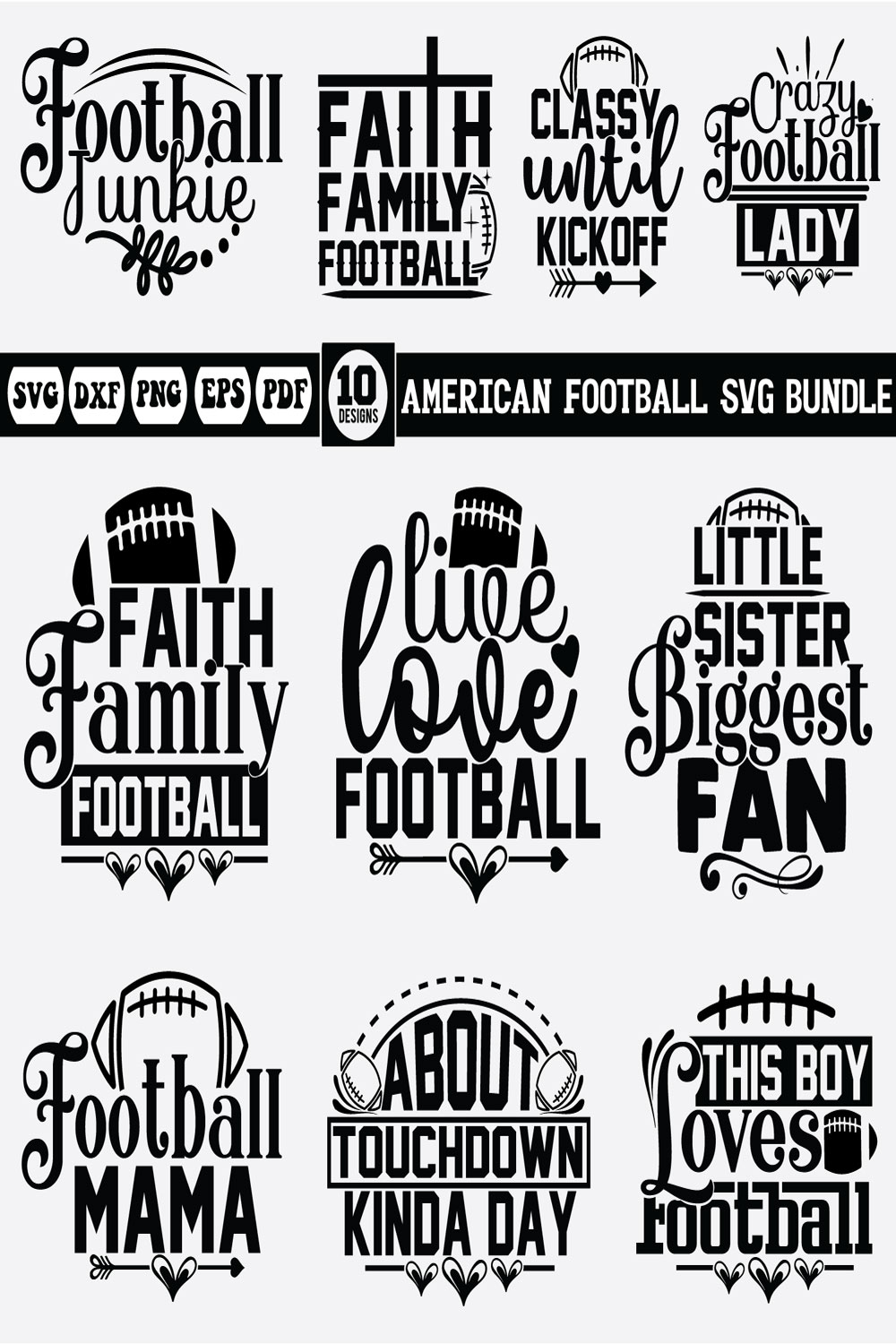 American Football Svg bundle pinterest preview image.