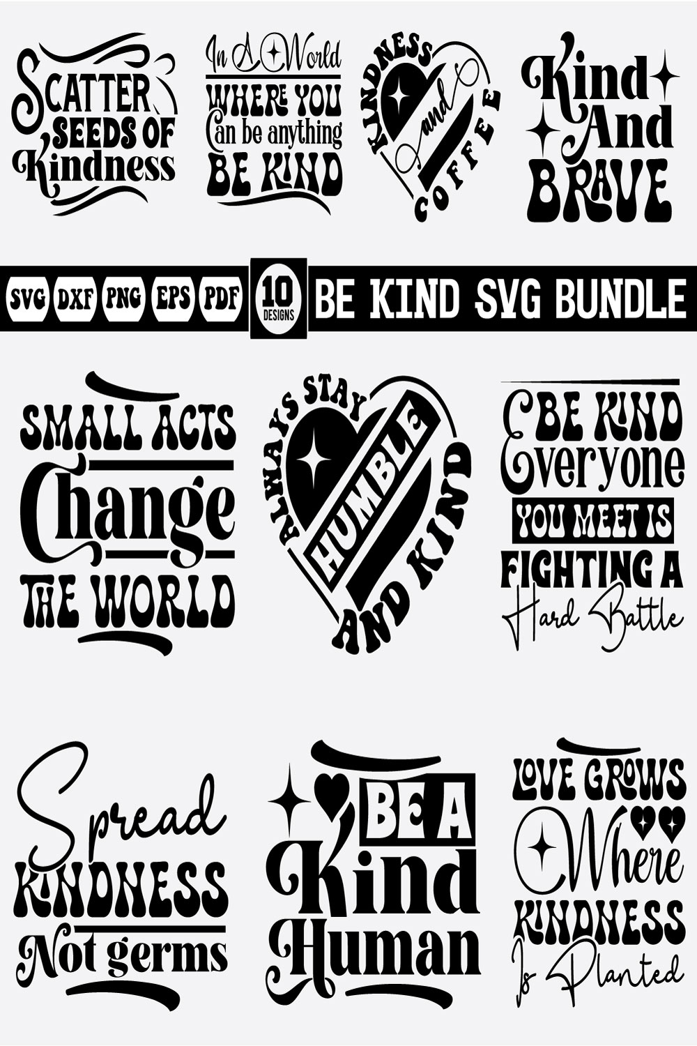 Be Kind Svg Design Bundle pinterest preview image.