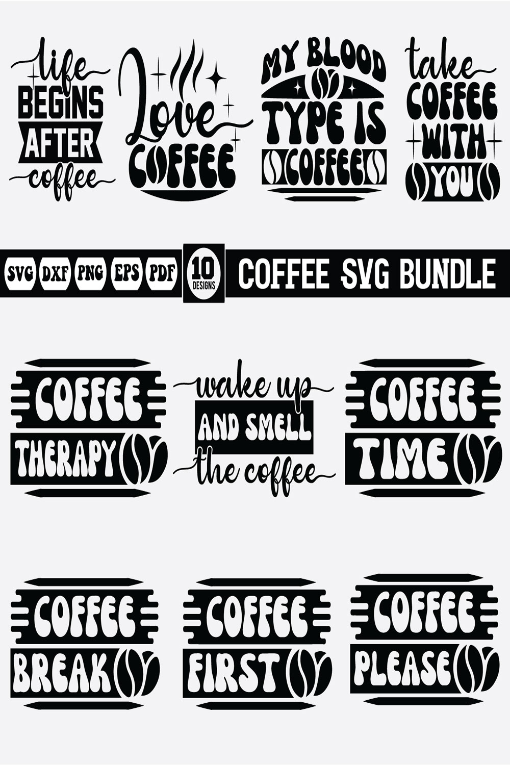 coffee Svg design bundle pinterest preview image.