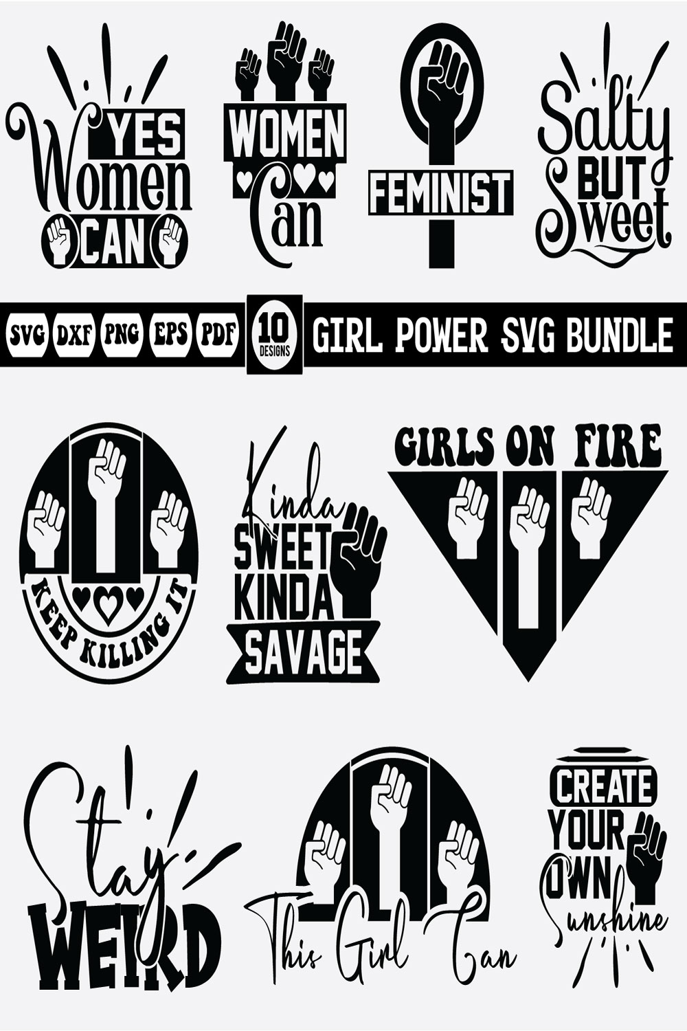 GIRL POWER Svg bundle pinterest preview image.