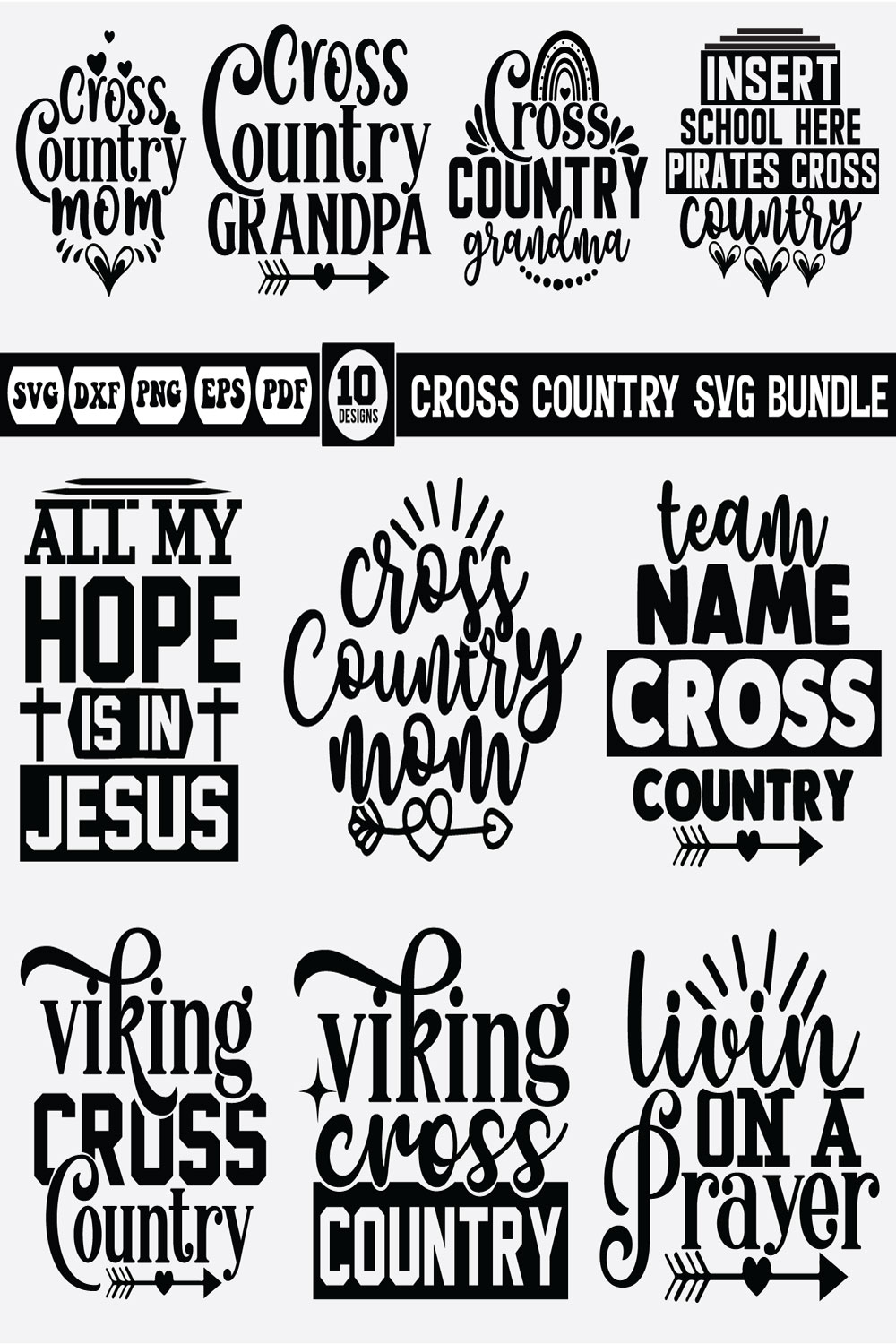 cross country Svg bundle pinterest preview image.