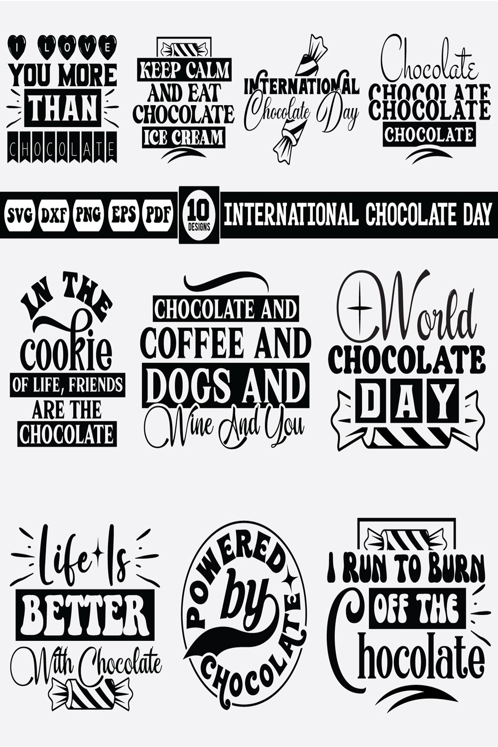 International Chocolate Day svg bundle pinterest preview image.