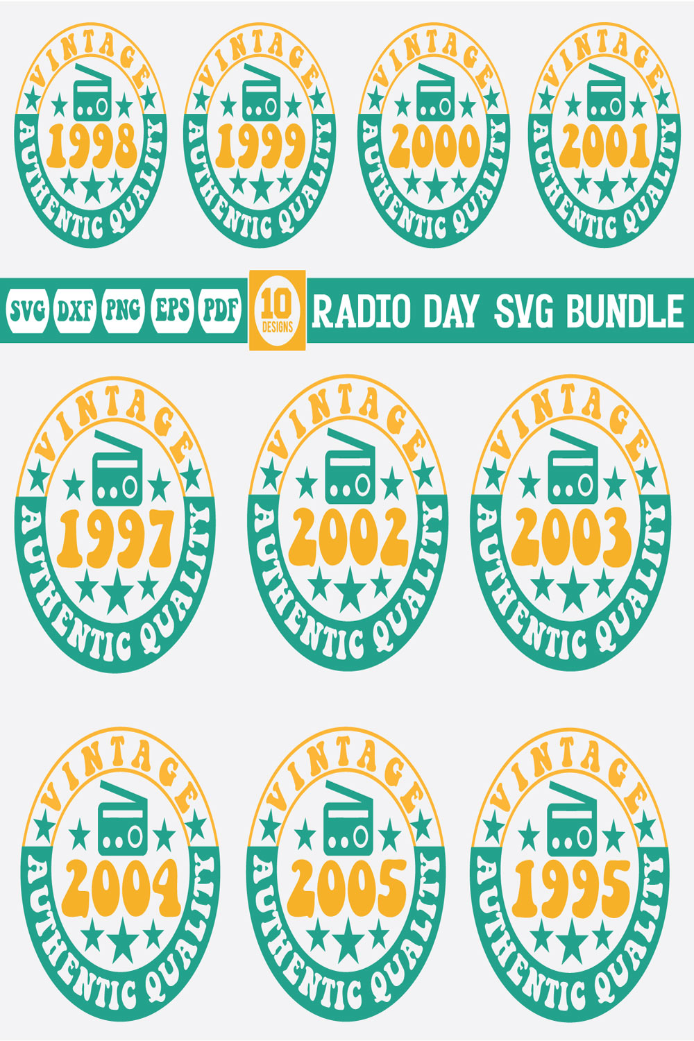 Radio Day Svg bundle ---5 pinterest preview image.