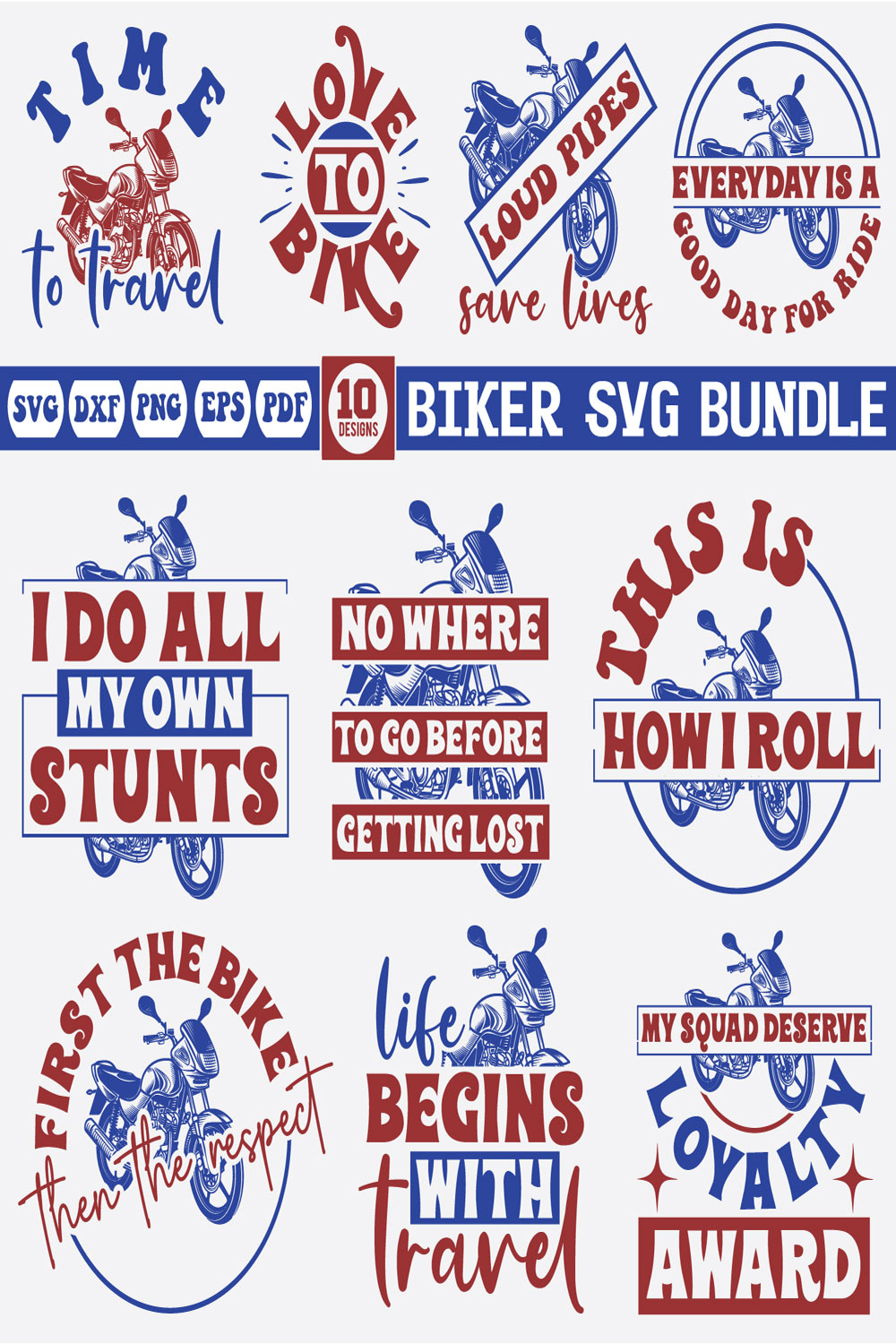 Biker Svg Bundle pinterest preview image.