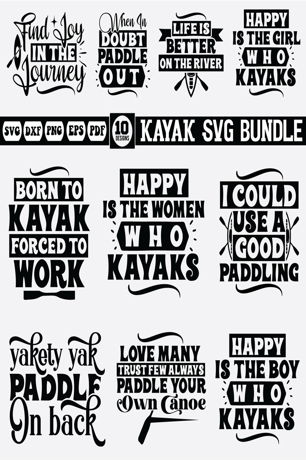 Kayak Svg Design Bundle pinterest preview image.