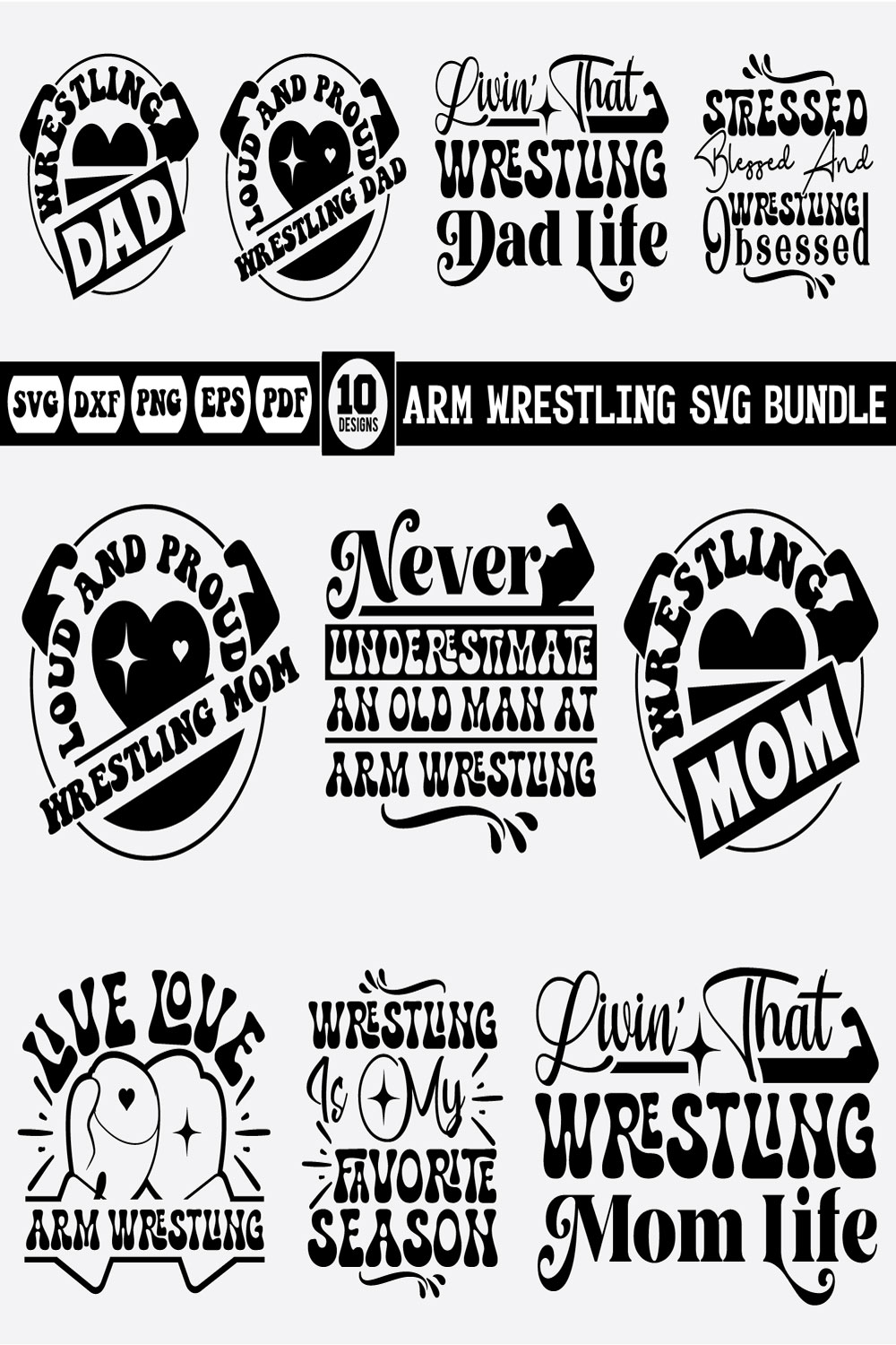 Arm Wrestling Svg Bundle pinterest preview image.