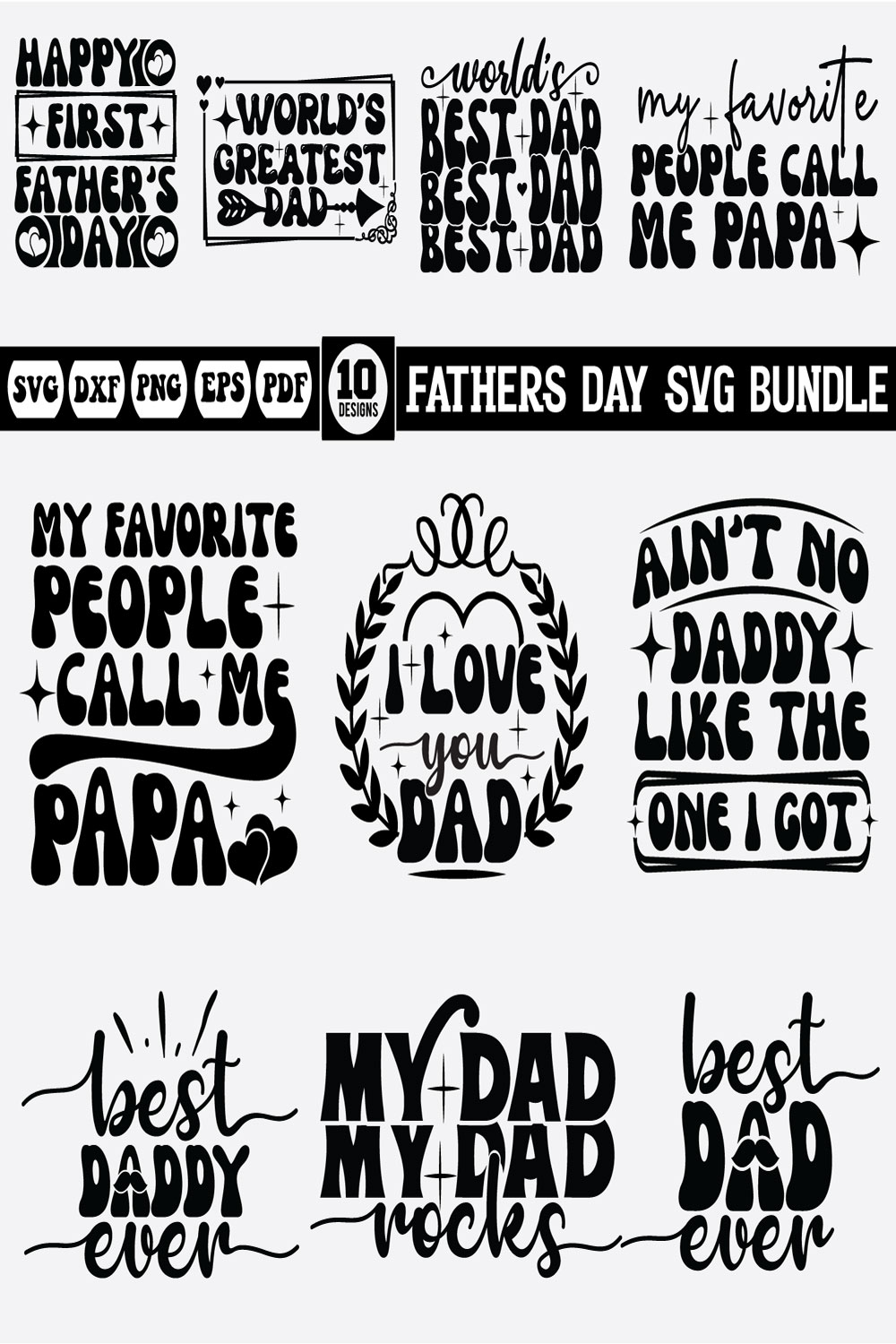 Father's Day Svg bundle pinterest preview image.