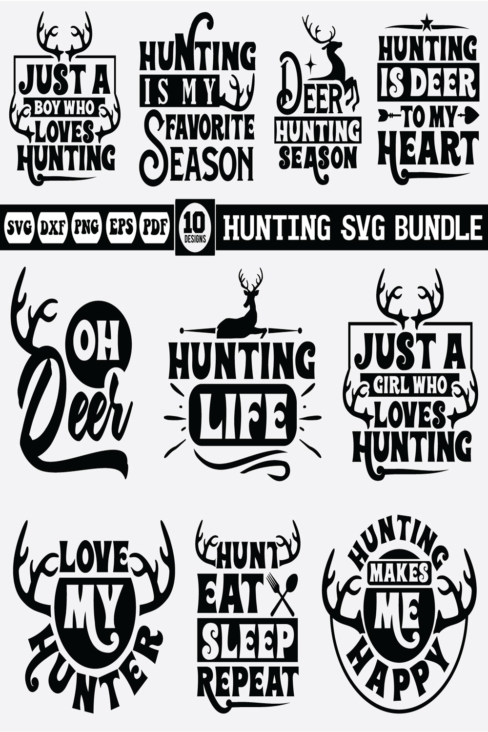 Hunting SVG Bundle pinterest preview image.