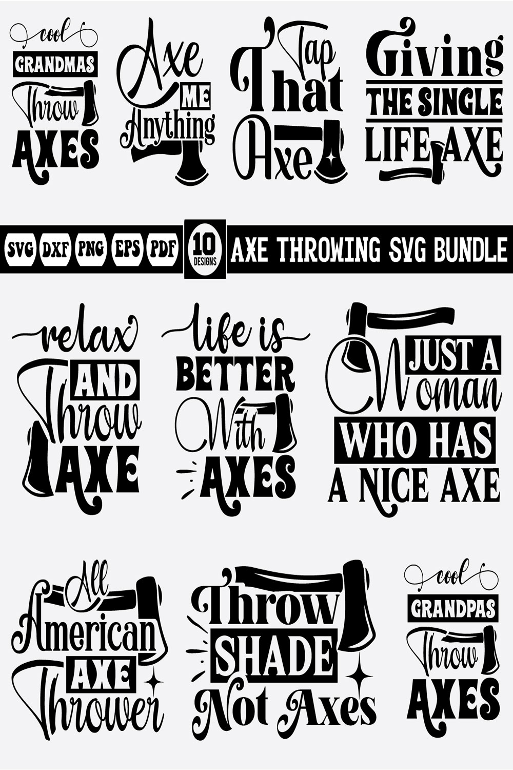 Axe Throwing svg bundle pinterest preview image.