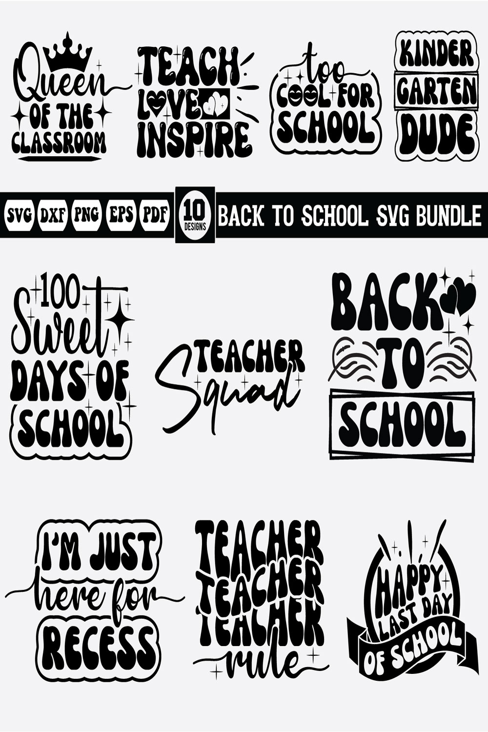 back to school Svg bundle pinterest preview image.