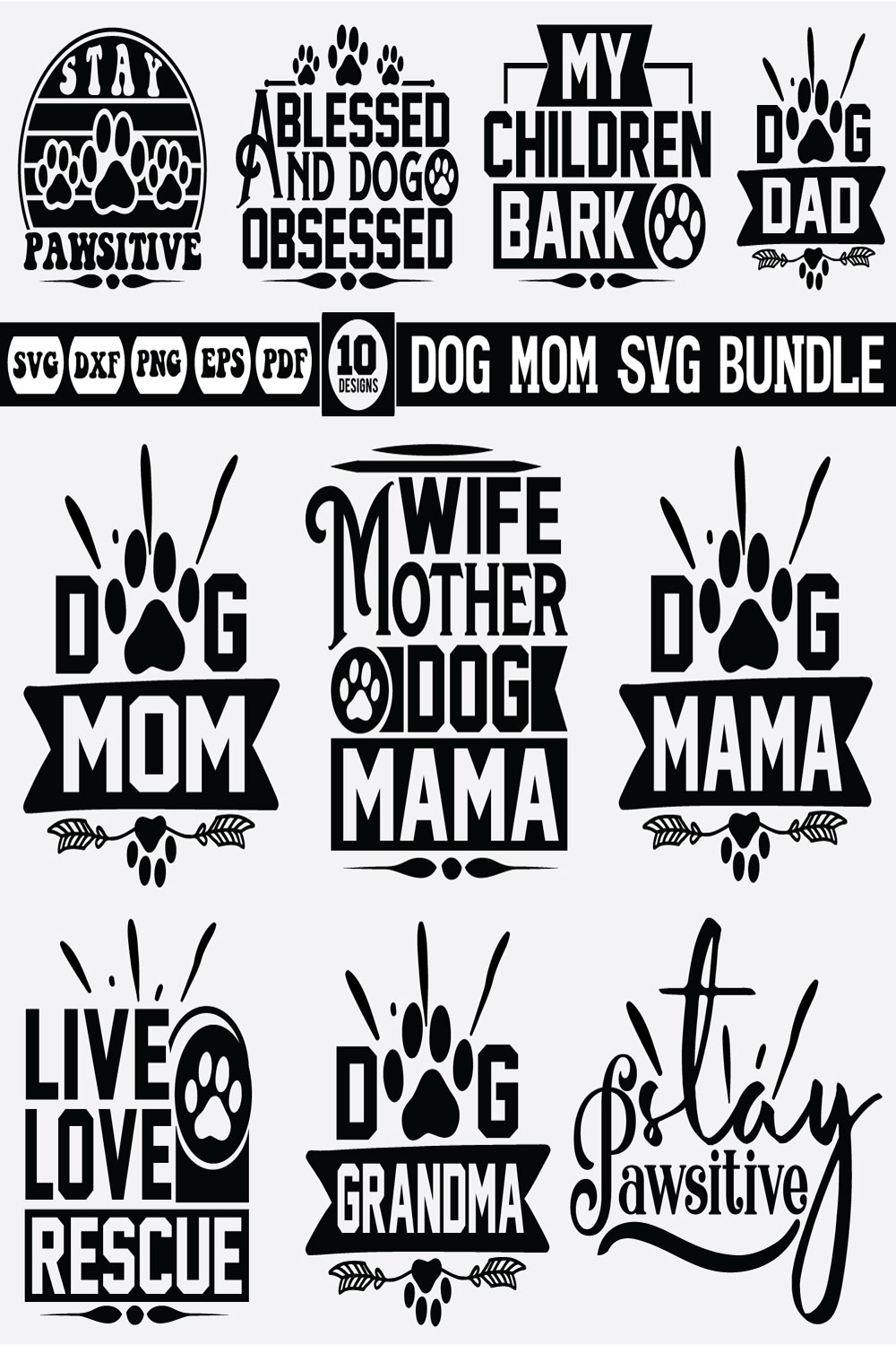 Dog Mom Svg bundle--1 pinterest preview image.